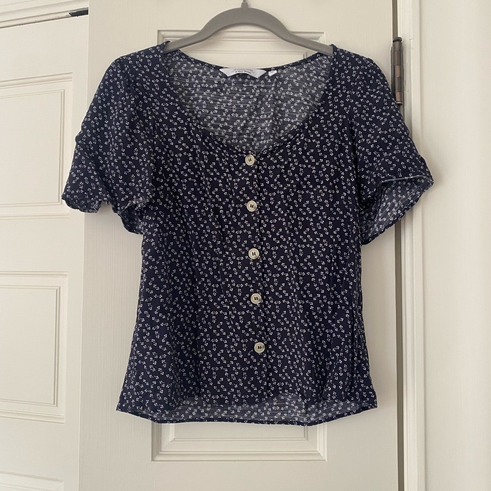 & Other Stories Blue Floral Button Top
